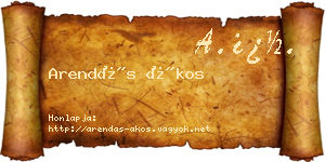 Arendás Ákos névjegykártya